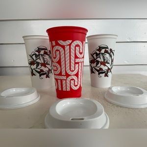 3X Reusable Starbucks Xmas Hot Cups